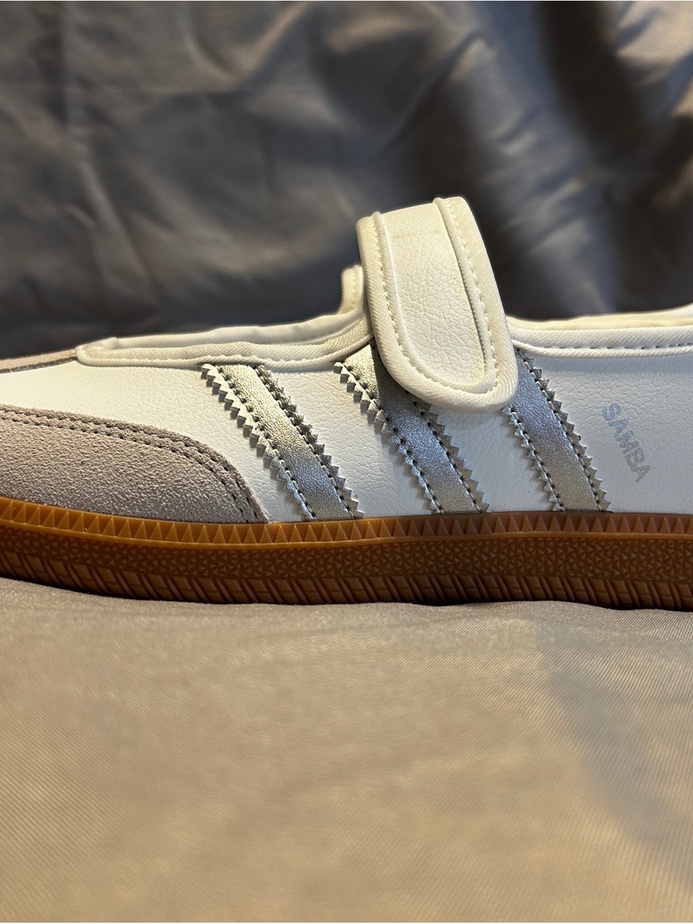 Samba Classic Velcro Sneaker in White and Gum
